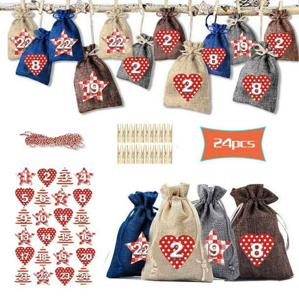 Details about  / Linen Embroidered Drawstring Gift Bags Christmas Decoration Candy Cookies Snacks